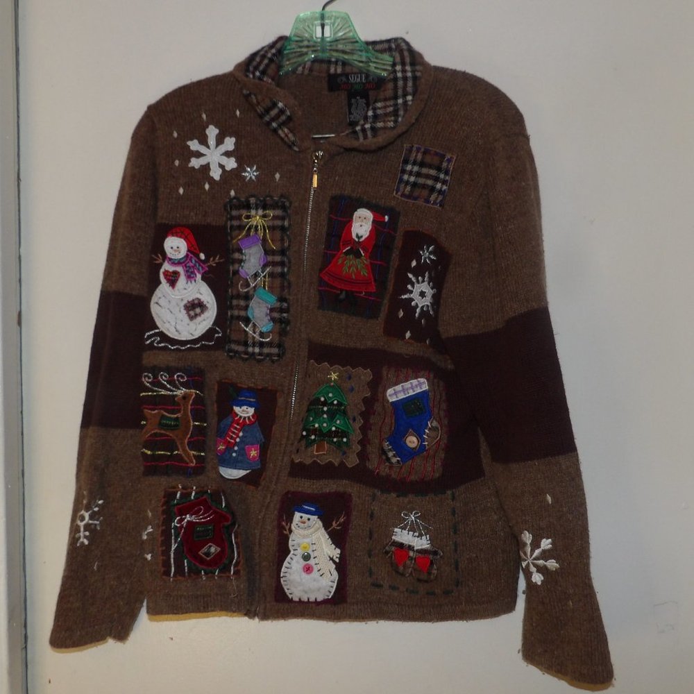 Segue Ho Ho Ho Ugly Christmas Sweater Ramie Blend Sz M